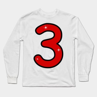 third, three, 3 years, 3 year old, date, number 3, number three,  3st birthday gift, 3st birthday design, anniversary, birthday, anniversary, Numeral 3, Long Sleeve T-Shirt